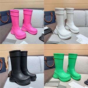Designer Brand Boots Fall Winter Women's Rain Boots Candy Color Rubber Waterproof Shoes Walking Casual Platform Boots PUDDLE PVC Half Boots Large With Box