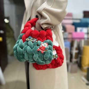 giorni festivi Striscia di tessuto in velluto Borsa da donna fai da te Borsa tessuta a mano Borsa regalo Borsa regalo di Natale moda 221102