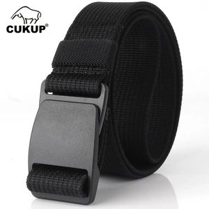 Belts CUKUP Anti Allergy Waistband without Metal Security Nylon Outdoor Thickening Plastic Buckle Male Casual Belt 38cm CBCK073 231101