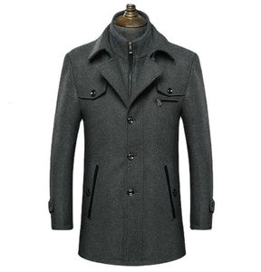 Męskie mieszanki wełny zimowe klasyczne modne kurtki płaszcza Męskie długie szczupłe dopasowane płaszcze swobodnie ciepłe wiatraka odzieży wierzchniej 231102