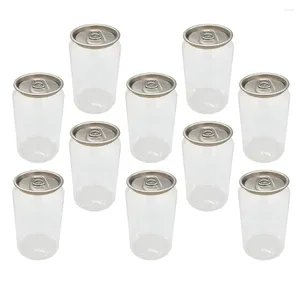 Dinnerware Sets 10 Pcs Milk Tea Shake Bottles Packing Disposable Containers Portable Dessert Storage The Pet Packaging Lid