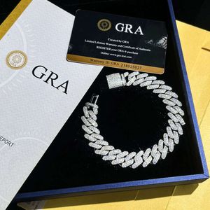 Kubansk Moissnaite Sier/Gold D VVS Moissanite Link Chain Armband för män