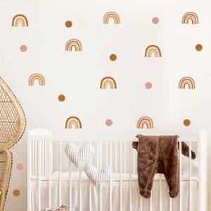 Adesivos de parede Boho Rainbows Polk Dots Nuvens Decalques Removíveis Berçário Art Peel e Stick para Kids Room Girls Bedroom Home Decor 231101