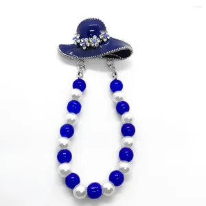 Brooches Exquisite ZETA PHI BETA Sorority Society Symbol Of Blue Enamel Metal Hat 1920 Pendant Bead Brooch Pin