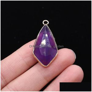 Pendant Necklaces Pendant Necklaces Natural Stone Charms Rhombus Shape For Exquisite Jewelry Making Diy Necklace Earrings Ac Dhgarden Dh6Ld