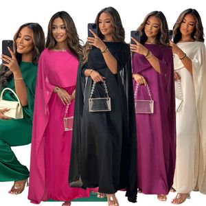 Basic Casual Dresses Chiffon Elegant Muslim Women Long Maxi Party Dress Solid Long Cloak Sleeve Loose Evening Dress Fall Winter Club Vestidos 231102