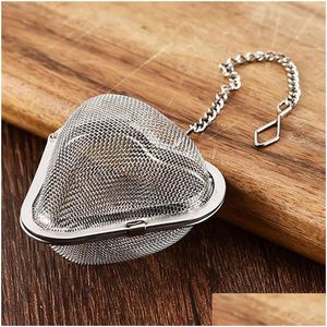 Tea Strainers Ups Stainless Steel Strainer Locking Spice Mesh Infuser Ball Filter For Teapot Heart Shape Drop Delivery Home Garden K Dhjol