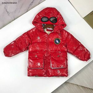 Neue Winter-Baby-Brillen-Baumwolljacke mit Kapuze, Kindermantel, Größe 90–160, Astronautenmuster, Volldruck-Kindermantel, Nov05