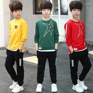 Zestawy odzieży Plus Size Boys Sport Suit Spring Fall Children Dasual Long Rleeve Tops Spodnie 2 szt. Twint Track Suits Male Kids Tracksuit B93