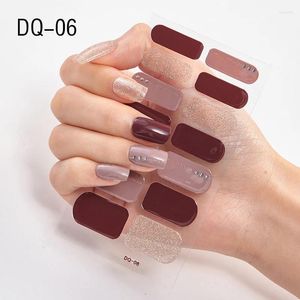 Adesivos para unhas 14 peças/folha glitter gradiente cor envolve cobertura completa adesivo polonês diy decoração de arte autoadesiva