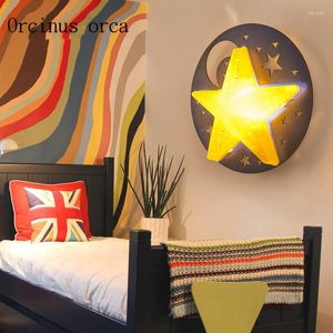 Wall Lamp Creative Cartoon Star Moon Children's Room Boys and Girls Bedroom Lights LED -lampor