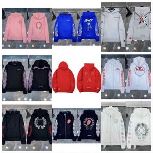 Erkek Hoodies Sweatshirts Tasarımcı Mens Chrome Kış Kalp Hoodie Uzun Kollu Ceket Gevşek Kapşonlu Erkek Kadın Hip Hop Chromees Kalpler 6yh