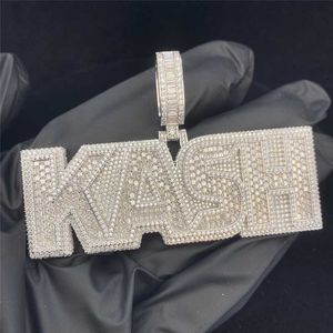 Fabriksanpassad 925 Sterling Silver Jewelry Mosaic Kash Letters Personlig lyx Hip Hop Women's Letter Pendant