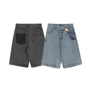 Mäns shorts oregelbundna designerkläder män kvinnor färgblock tvättad sommar denim för orolig jean kort