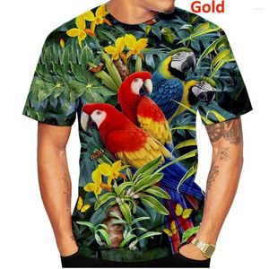 Erkek Tişörtleri 2023 Moda Orijinal Stil Erkek ve Erkekler Tshirt 3D Parrotbird Hayvan Desenli Baskı Gömlek