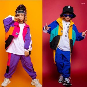 Stage Wear Kid Festival Hip Hop Dancing Outfits Green Sweatshirt Crop Tops Jogger Pants For Girls Dance Costumes Street Clothes