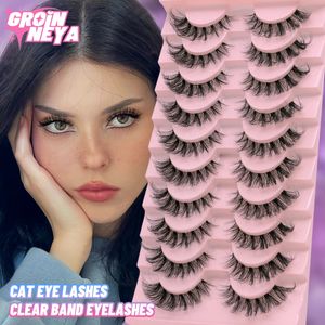 Ciglia finte GROINNEYA Visone Fluffy Cat Eye Lashes Pack Fake Manga 510 paia 3D Clear Band Natural 231101