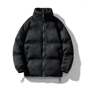Men's Jackets 2023 Black Suede Winter Thicken Jacket Brand Stand Collar Casual Coat Men Parka Windproof Warm Outwear