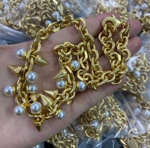 Choker Necklace Women Bracelet pearls Rivet Greece Meander Pattern spikes Banshee Medusa Portrait Punk Style Designer Jewelry MS10 --02 Hiphop Rock Punk