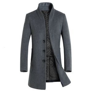 Herr ull blandar Autumn Winter Brand Men Coats Fashion Solid Color Long Overcoat Luxury Business Casual Coat S3XL 231101