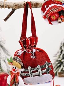 Рождественские украшения, подарочная сумка для конфет, рождественские сумки из мешковины, мешочки на шнурке, упаковочный чехол для подарков, браслет, упаковка для ювелирных изделий