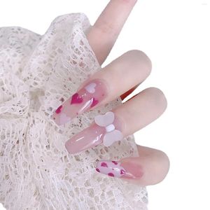 False Nails 3D Bowknot Press On Kit Full Cover Stick With Glue For DIY Nail Design Art Salon