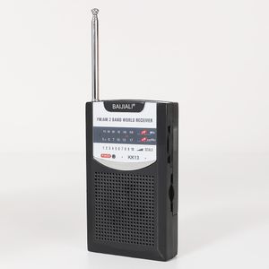 BAIJIALI Mini portatile AM Radio FM Ricevitore mondiale dual band Altoparlante incorporato con jack per cuffie KK13