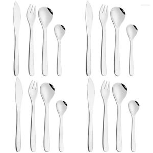 Servis uppsättningar DRMFIY 4/16st Western Style Cutlery Set 304 Rostfritt stål Knivar gaffelskedar Köksbeteckna Flatvaror