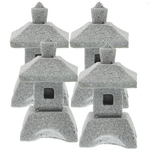 Garden Decorations 4Pcs Landscaping Chinese Pagodas Sandstone Statue Decorative Ornament Decor It Was The