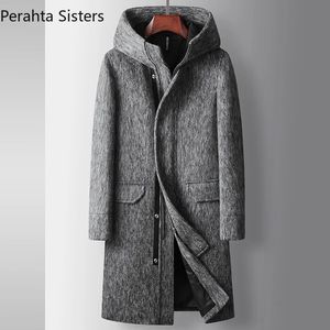 Men's Wool Blends Brand Top Quality Long Coat For Men Autumn Winter Business Fashion Hooded Woolen Man Trench Coats 2023 231102