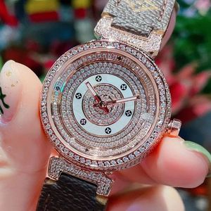 Orologi da polso da donna di ottima qualità, cinturino in pelle con diamanti pieni con scatola, orologi al quarzo da donna aaa no300