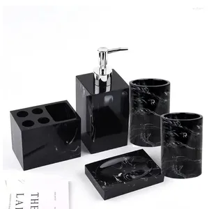 Set di accessori per il bagno Accessori per il bagno 5 pezzi Set aspetto marmo Dispenser di sapone Portaspazzolino Ripiano da banco Toilette Appartamento Decor Roba