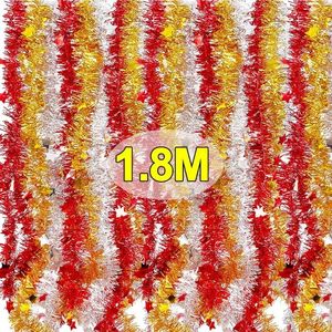 Decorative Flowers 1.5/1.8M Christmas Ribbon Garland Xmas Tree Wrapping Colorful Ribbons Wedding Party Year Decoration DIY Wreath