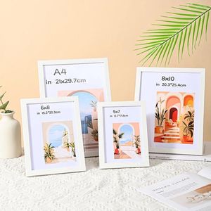 Frames Wall Art Paper Frame Creative Po Table Setting Framed Picture Retro Wooden Card Holder Decoration Ornaments