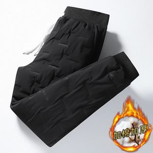 Calças Masculinas Outono / Inverno Calças Casuais de Algodão Acolchoadas Homens Sólidos Grossos Calças Quentes Lace-up Calça de Algodão Preto Masculino Tamanho S-5XL 9020 231101