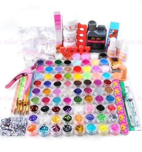 Conjunto de ferramentas para unhas WholeFashion Genérico Pó Acrílico Líquido Clipper Primer Glitter Nail Art Tip Brush UV Kits 78 Color7759975