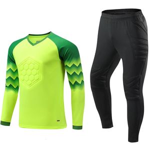 Outros artigos esportivos uniforme masculino treinamento de futebol goleiro crianças conjunto de camisa de futebol manga longa esponja protetora camisa calças 231102