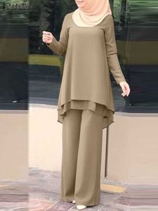 RUKAS Frauen Zweiteiler Outfits Mode Urban Trainingsanzug Muslim Langarm Bluse Hose Sets Lässig Solide Passende Sets 2 STÜCKE