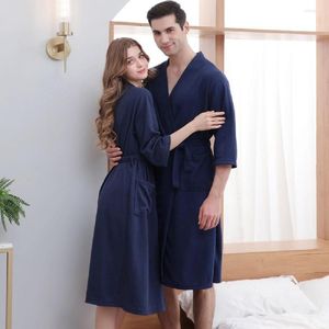 Sovkläder för män Unisex Morgonrock Våffelstickad Robe Peignoir För män Badrockar Brud Nattlinne med midjeband Eignoir Bain Femme