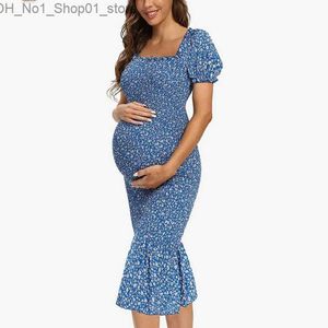 Abiti premaman Abiti premaman estivi Abiti sexy con spalle scoperte Maniche corte Abito a coda di pesce Fotografia Puntelli Robe Femme Enceinte Ropa De Maternidad Q231102