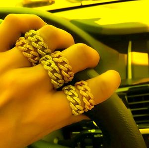 Cluster Rings Gold Filled Hiphop Fashion Iced Out Sparking Cz Band For Women Men Trendy Curb Miami Cuban Link Chain Finger JewelryCluster