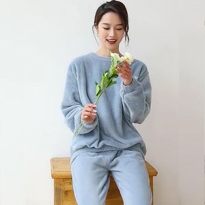 Womenka dla kobiet kobiet 2pcs Zimowa piżama zestaw flanel pijama mujer ciepły piżama pour femme ubranie domowe Coral aksamitne żeńskie koszule nocne