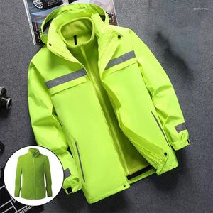 メンズジャケットリフレクティブジャケットの防水と温かいフリースリンナー3 in 1 hi vis windproofのワークウェア冬のl-7xl