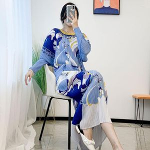 Рабочие платья Высококачественные плиссированные женщины Miyake Women Двух кусоч