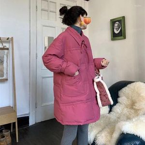 2023年の秋の冬の女性高品質の綿パッドジャケットミッドレングスファッション温かい厚いコートカジュアルルーズアウターウェアカサコ