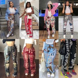 Calças femininas Capris Tassel Patchwork Listrado Impressão Jogger Pant Mulheres Rave Festival Roupas Verão Casual Cintura Alta Bodycon Active Sweat Pants 231102