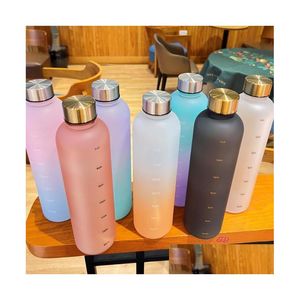 Tumblers Ups 1L 프로스트 플라스틱 물병 시간 마커 32 Oz 동기 부여 재사용 체력 스포츠 야외 여행용 머그잔 컵 l DH7FZ