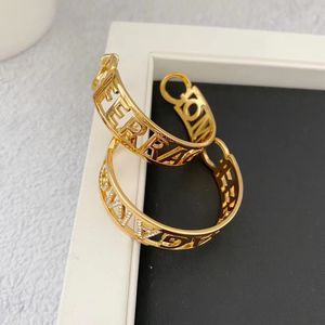 luxury brand hollow letters designer hoop huggie earrings womens girls nice charm bling diamond elegant circle 18k gold earings earring ear rings jewelry