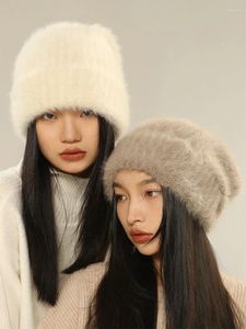 Berets Large Size 2023 Selling Winter Hat Fur Hats For Women Fashion Warm Beanie Solid Adult Cover Head Cap