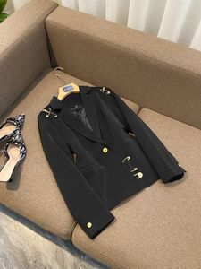 고품질 스타 모델 블랙 가을 겨울의 금속 핀 장식 메쉬 스티칭 중장기 블레이저 재킷 큰 크기 Y065